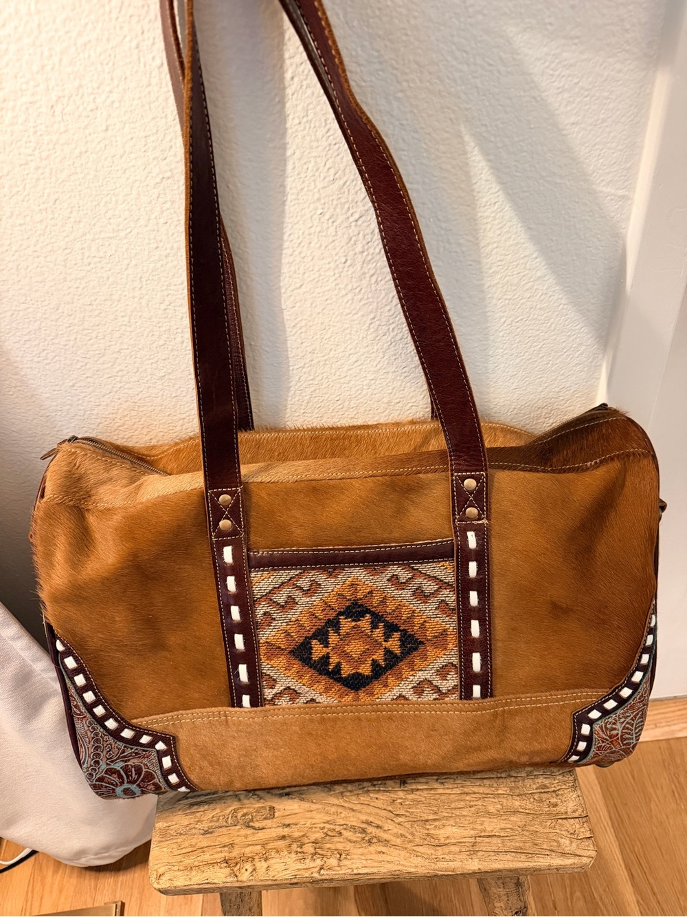 Myra Bag Sisu Traveller Bag S-4745 Cowhide Western Weekender Duffle